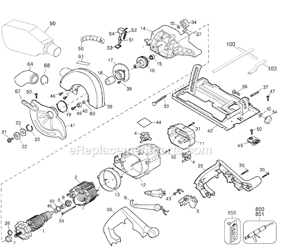 Page A Diagram and Parts List for TV520 Type 1 Black and Decker Circular Saw